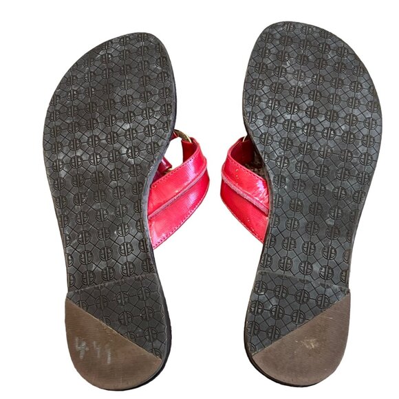 LIlly Pulitzer McKim Size 9 Pink Strappy Thong Sandals Gold Ring - Picture 4 of 5